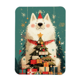 Söt Samoyed hund med julfirande Magnet