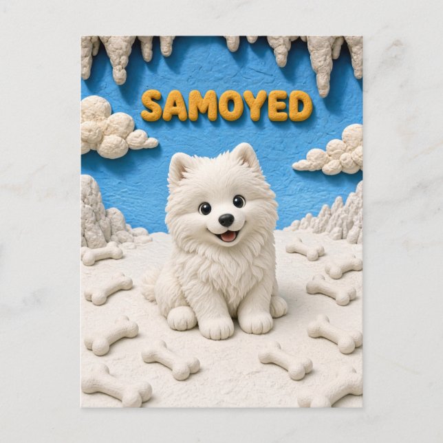 Söt Samoyed-valp, Babyhund Vykort (Framsida)