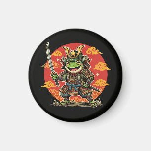 Söt Samuraj Groda Tecknad Djur Krigare Design Magnet