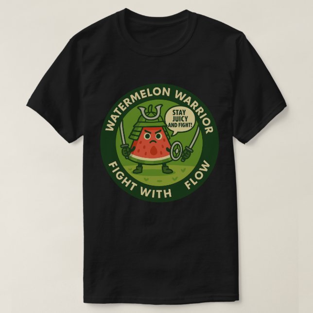 Söt Samuraj-Vattenmelon Japansk Temakonst T Shirt (Design framsida)