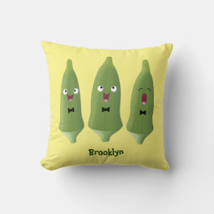 Söt sång okra grönsak tecknad serie kudde