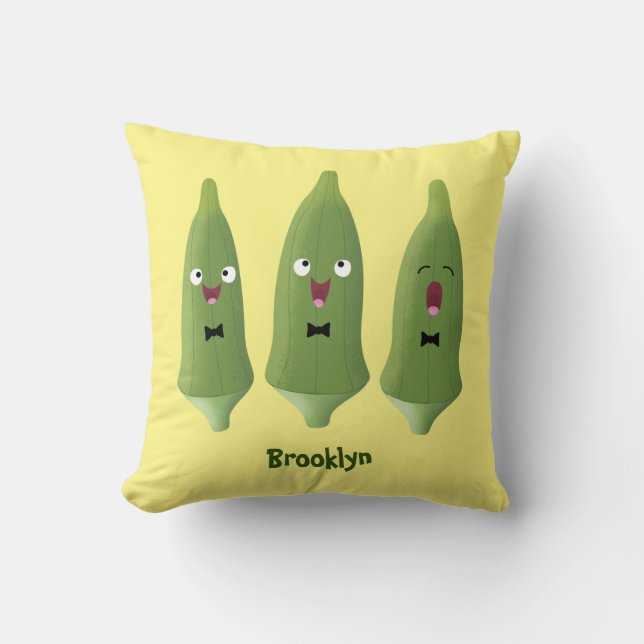 Söt sång okra grönsak tecknad serie kudde (Framsida)