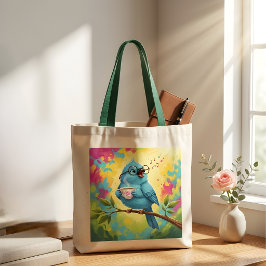 Söt sångblå fågel toteväska | Mysig kärlek till ka Tygkasse