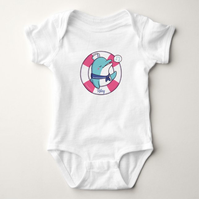 Söt sångsjunkande delfin t shirt (Framsida)