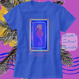 Söt Sanibel Island Florida Colorful Seahorse T Shirt