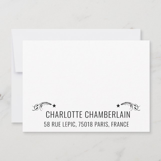 Söt Sans Serif Namn Decorative Shooting Stars Anteckningskort (Framsida)