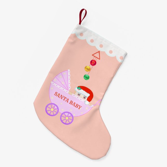 Söt Santa Baby på rosa Liten Julstrumpa (Framsidan (Hängande))