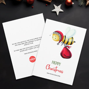 Söt Santa Bee Biodlingsverksamhet Logotyp Jul Julkort