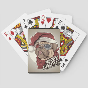 Söt Santa Claus Mops Spelkort