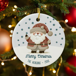 Söt Santa Clause Snöflingor Teckning Jul Julgransprydnad Keramik