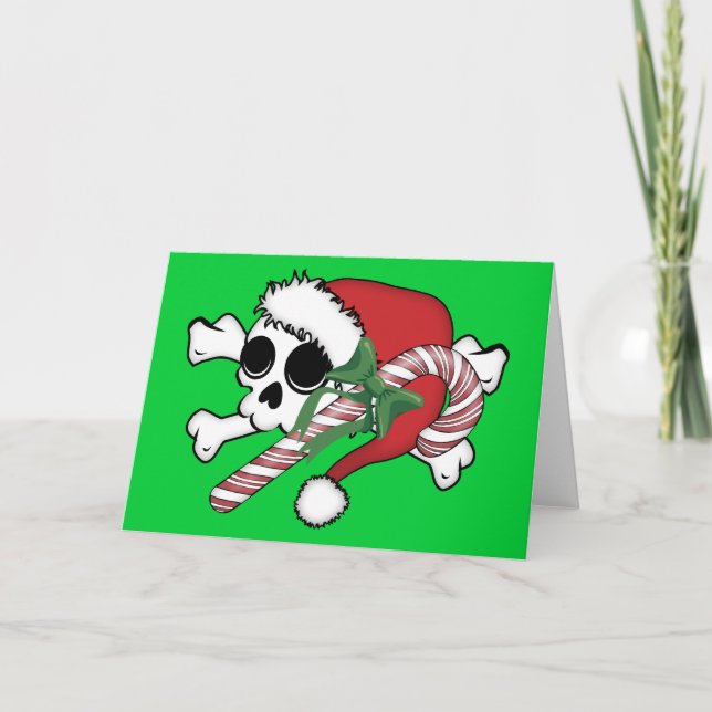 Söt Santa-dödskalle Helgkort (Framsida)