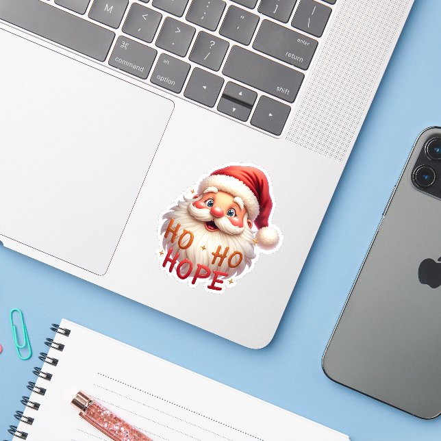 Söt Santa “Ho Ho Hope” dekal (Laptop med iPhone)