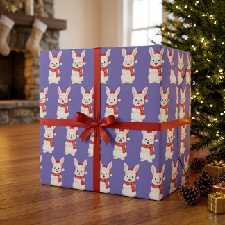 Söt Santa-kanin julmönster lila Presentpapper