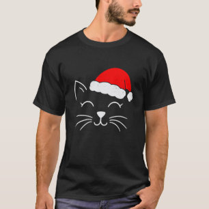 Söt Santa katt ansikte jul mjau katt husdjur katt T Shirt