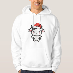 Söt Santa Ko Jul Hoodie