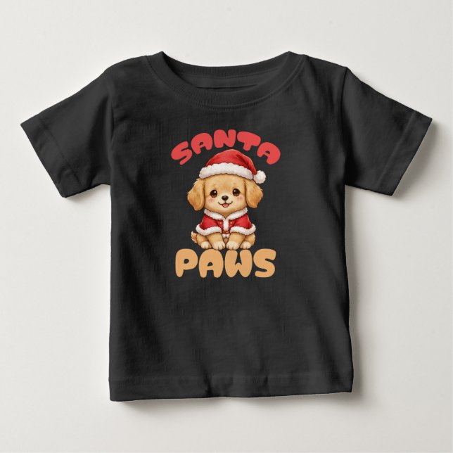 Söt Santa Paws jul T Shirt (Framsida)