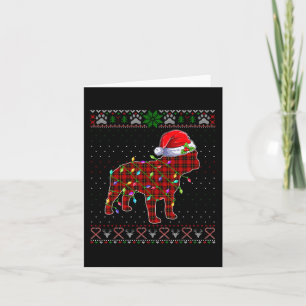 Söt Santa röd rutig fransk bulldog ljust fult jul Kort