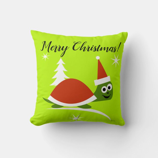 Söt Santa Sköldpadda God Jul   Kudde (Framsida)