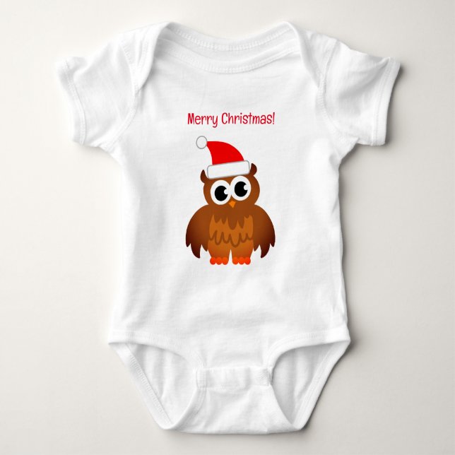Söt Santa-uggla jul bebis overall T Shirt (Framsida)