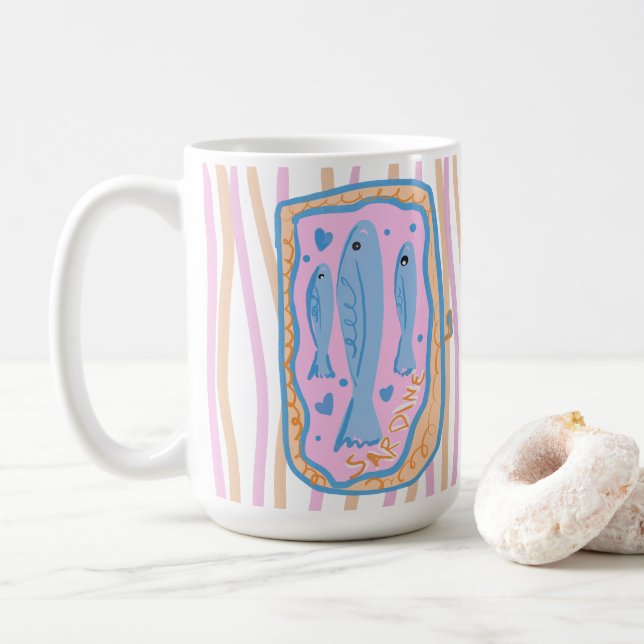 Söt Sardin Konst Kaffemugg (Med munk)