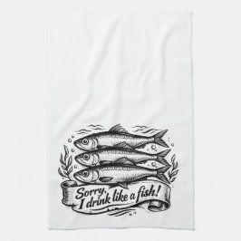 Söt Sardinfisk Citat T-Shirt Kökshandduk