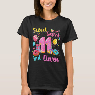 Söt sassig och elva 11-årsdag söt donut t shirt