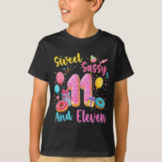 Söt sassig och elva 11-årsdag söt donut t shirt