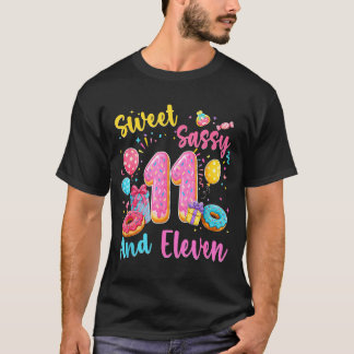 Söt sassy och elva 11-års födelsedag söt donut t shirt