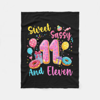 Söt sassy och elva 11-årsdag söt donut fleecefilt