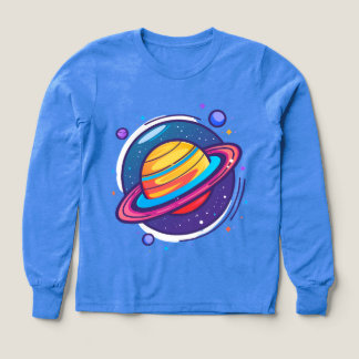 Söt Saturnus Planet Bebis T-Shirt – Färgglatt Rymd