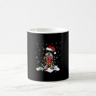 Söt schnauzer christmas ljus med julhovgif kaffemugg