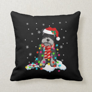 Söt schnauzer christmas ljus med julhovgif kudde