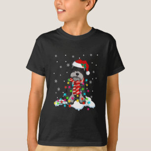 Söt schnauzer christmas ljus med julhovgif t shirt