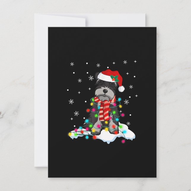 Söt schnauzer christmas ljus med julhovgif tack kort (Framsida)