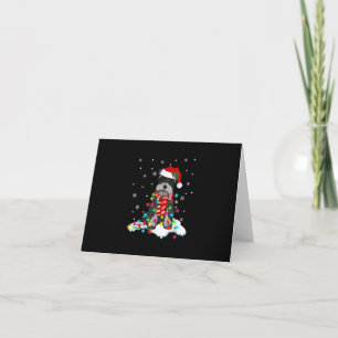 Söt schnauzer christmas ljus med Santa hat gif Anteckningskort