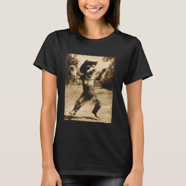 Söt Schnauzer Cowboy T Shirt (Framsida)