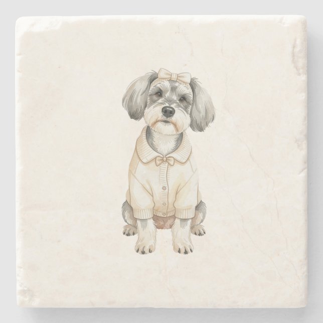 Söt schnauzer långörad hund  stenunderlägg (Framsidan)