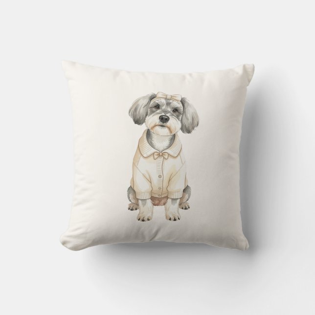 Söt schnauzer långörad hundkudde kudde (Framsida)