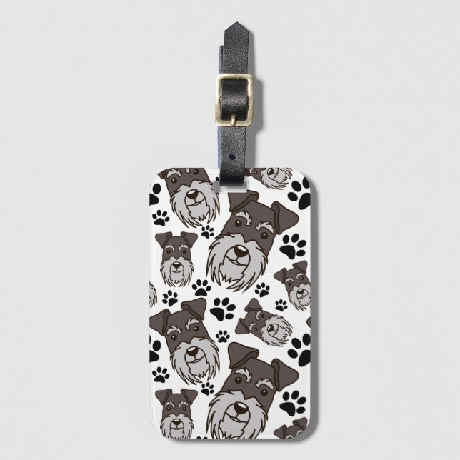 Söt Schnauzer Miniatyr Pet Puppy Hund Bagagebricka (Framsida vertikal)