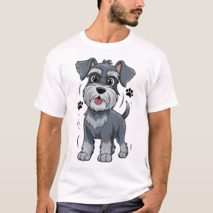 Söt Schnauzer-valpillustration med stora ögon T Shirt