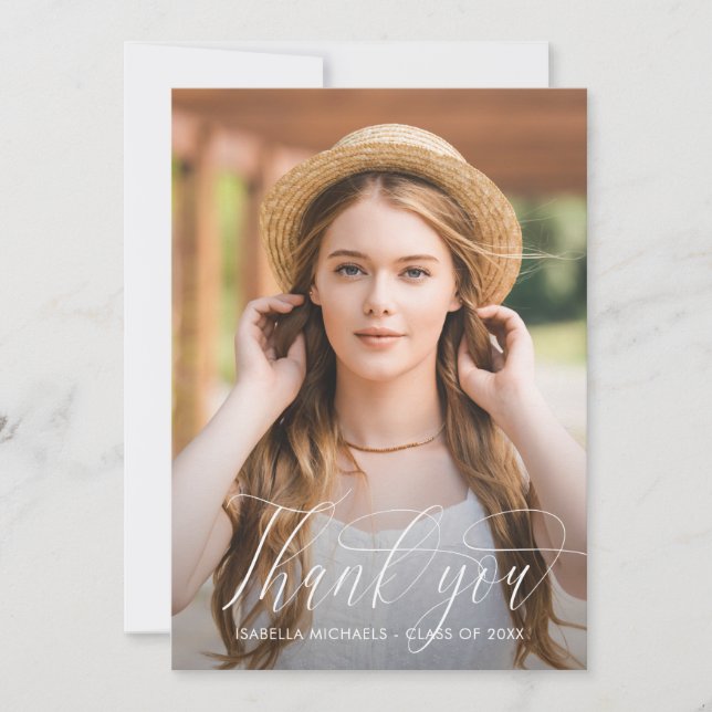 Söt Script Photo Studenten Tack Meddelande (Framsida)