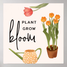 Söt Script Plant Grow Bloom Tulip