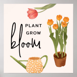 Söt Script Plant Grow Bloom Tulip Poster