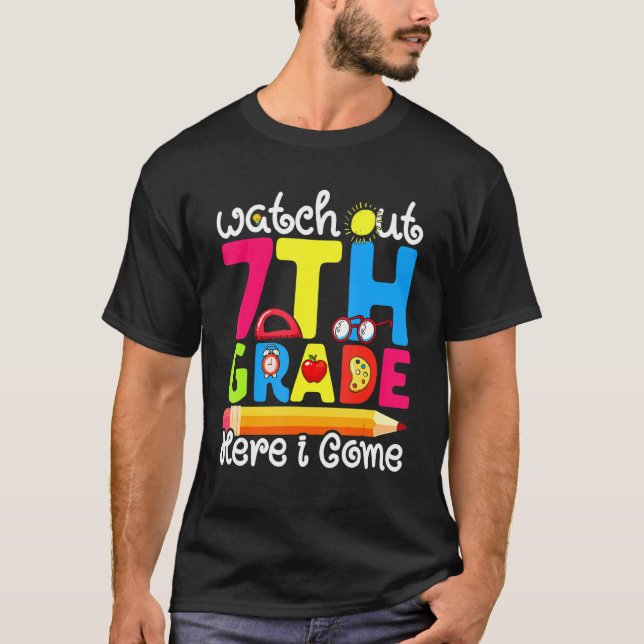 Söt   Se upp 7:e klass första skoldagen Gra T Shirt (Framsida)