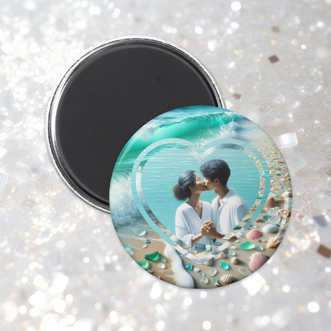 Söt Sea Glass Photo Bröllop Magnet (Skapare uppladdad)