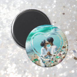 Söt Sea Glass Photo Bröllop Magnet