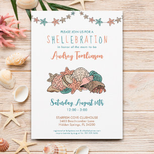 Söt Seashells Beach Baby Shower Inbjudningar