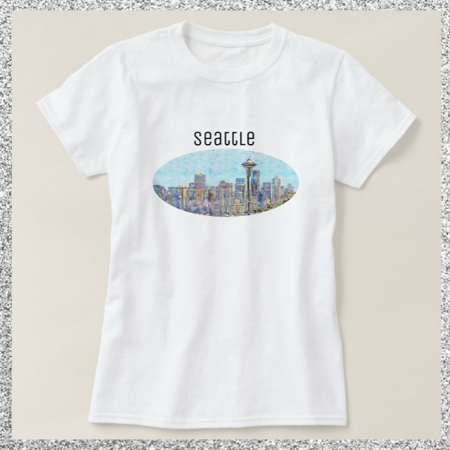 Söt Seattle Washington Skyline T Shirt (Skapare uppladdad)