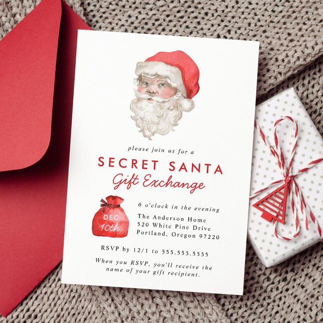 Söt Secret Santa-presentutbytesfest julfest Inbjudningar (Skapare uppladdad)