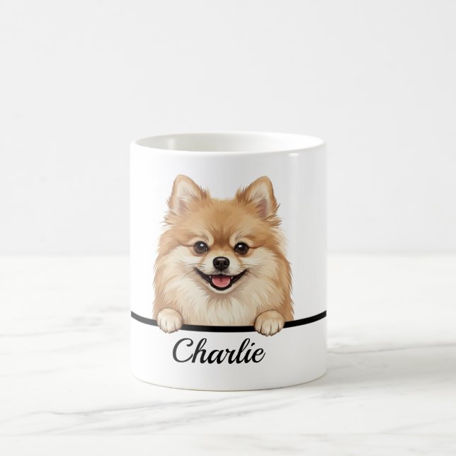 Söt semi-realistisk Pomeranian Full Wrap 11oz Mugg (Center)